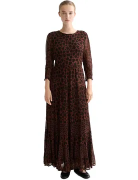 Vestito Lungo A Maniche 3/ Ufu00977t Peace Leopard 36