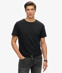 Superdry Herren Kurzärmeliges T-shirt aus Flammgarn mit Rundhalsausschnitt Schwarz - Größe: M