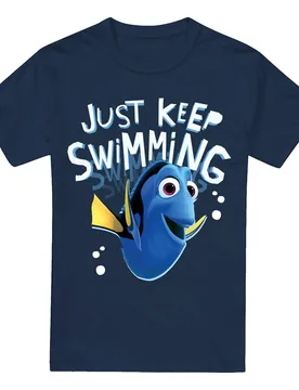 Unisex Finding Nemo Dory Just Keep Swimming T-Shirt Navy Size: XL - Navy - Size: XL - Disney - FashionsVida