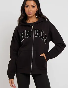 Women's Black Zip Through Hoodie Size: 12 - Black - Size: 12 - Urban Bliss - FashionsVida
