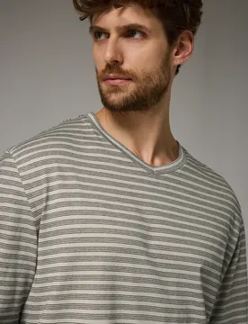 Street One Gestreiftes Langarmshirt male Beige