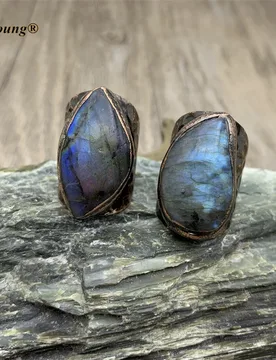 PCS Wholesale Antique Bronze Plated Large Natural Flash Labradorite Stone Rings For Women Bohemia Jewelry MY211026 - Aliexpress - FashionsVida