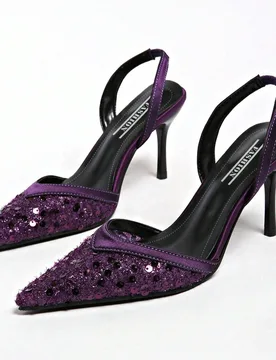 Nuevos tacones de aguja para mujer, sandalias de malla de encaje transpirables de verano con punta cerrada, estilo francés versátil - Shein - FashionsVida