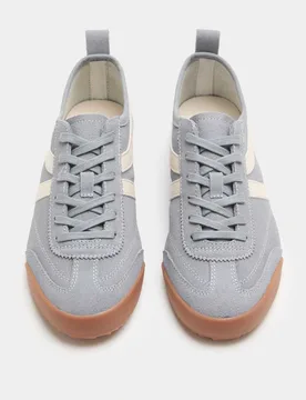 Suede Lace Up Side Detail Runner Trainers Light Blue female - M&S - FashionsVida
