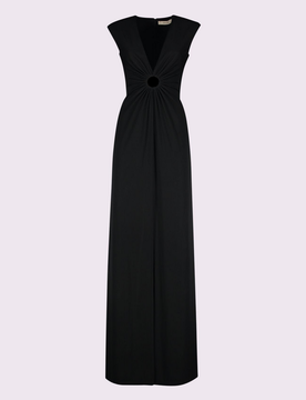 Abito con scollo a v donna nero