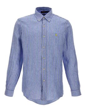 Camicia a righe con ricamo