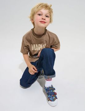 Sneakers in cotone con soletta in pelle Spider-Man - multicolor