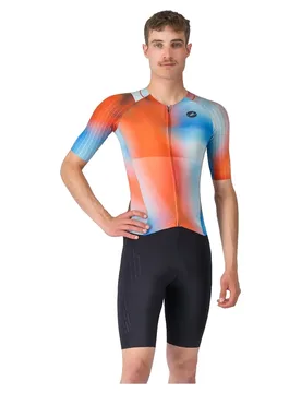 Free Sanremo 3 Short Sleeve Trisuit Red Paprika / Blue Winter / Black M Men - Castelli - FashionsVida