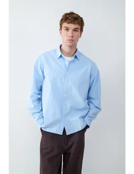 Chemise à Manches Longues Oversize Solid Retiro Blue / Light Blue M - Balmohk - FashionsVida