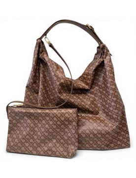 Borsa Hobo Softy Donna Chestnut in Tessuto Softy con Finiture in Pelle