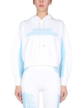 Logo Print Sweatshirt with Hood and Drawstring