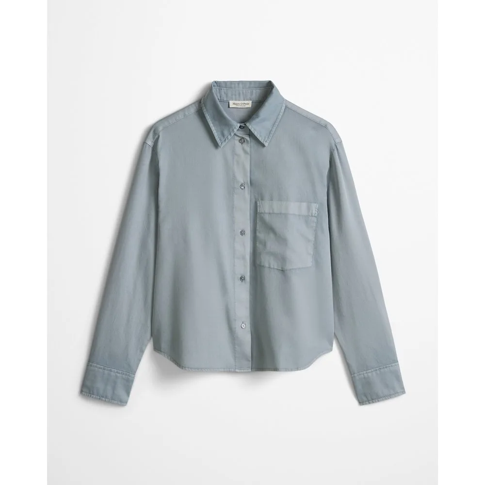 Blusa de mujer corta relajada de satén de algodón - MARC O'POLO - FashionsVida