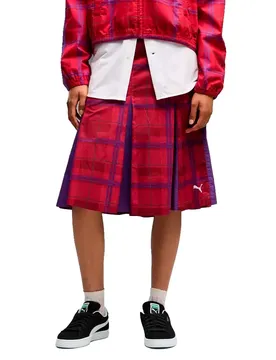 Select Gonna Midi T7 Pleated Tartan Woven Garnet Glow L