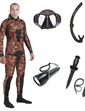 Muta Subacquea Pack Fire Red Camo Basic Pro 3 Mm - Spetton - FashionsVida