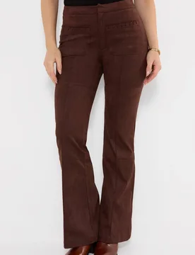Women's Faux Suede Flared Trousers With Whipstitch detail in Brown Size: 8 - Brown - Size: 8 - Joe browns - FashionsVida