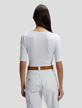 Slim Squared Neck Tee Bright White Größe S female
