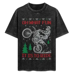 Dirt Bike Ugly Christmas T-Shirt Graphic Print Short Sleeve T-Shirt