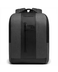 Zaino Brief 2 Uomo Grigio e Nero in Tessuto Riciclato e Pelle con Porta PC 15.6'' e iPad