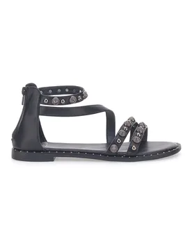 Sandali neri con borchie e cinturino alla caviglia J025104 37 - MON DIEU - FashionsVida