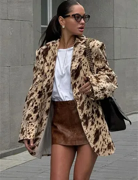 Winter Fashion Printed Suit Outwear Female Lapel Contrast Long Sleeve Vintage Patchwork Commute Clothes Ladies Blazers New - Aliexpress - FashionsVida