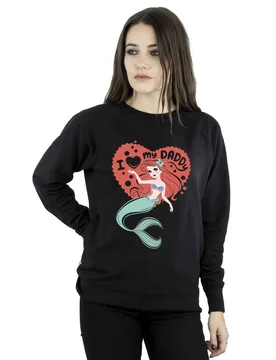 Women's The Little Mermaid Love Daddy Sweatshirt in Black Size: XL - Black - Size: XL - Disney - FashionsVida