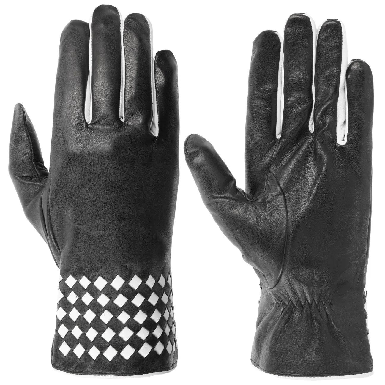 Damen-Ziegenleder-Handschuh by - white-black - Unisex - Size: 8 HS - McBURN - FashionsVida