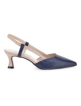 Décolleté Slingback Nude e Blu a Punta P506 37