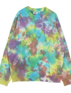 Felpa Leggera Girocollo Uomo Mini Bold Recycled Tie Dye Crew Specialty Fleece A.i. Aqua Multi