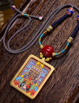 Tibetan hand-painted Zaki Lam tangka pendant necklace, for the year of birth, Buddhist amulet, woven rope sweater chain - Aliexpress - FashionsVida