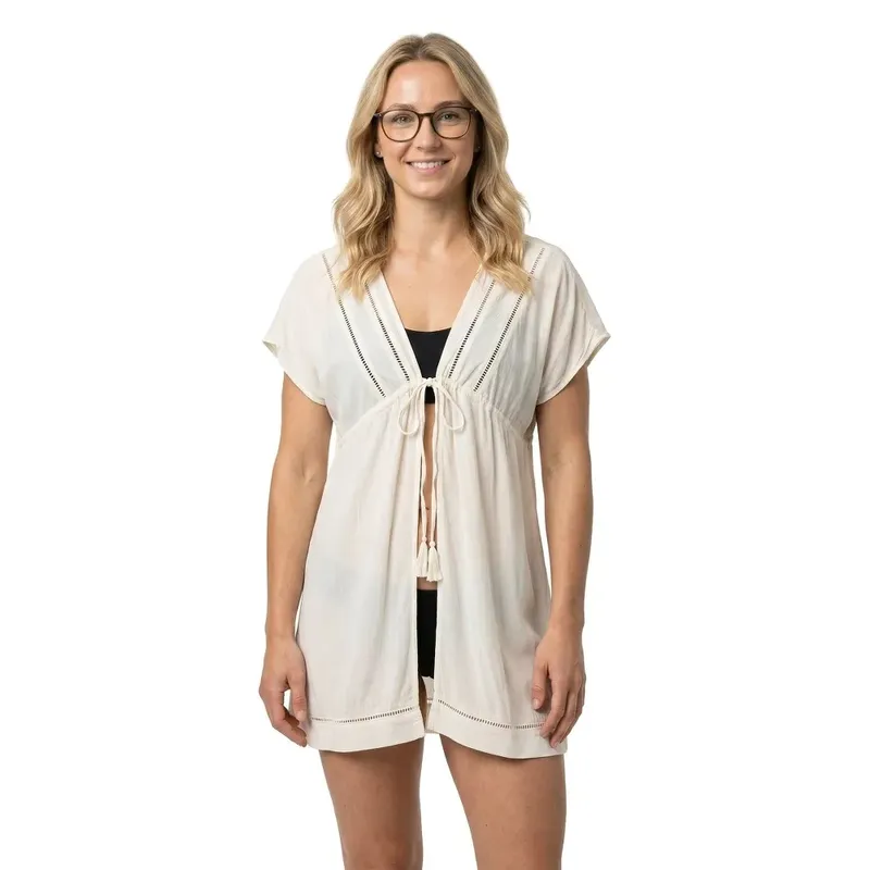 Blusa A Maniche Corte Chez Kit Off White S