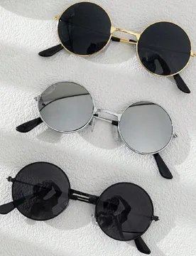 Piezas Gafas de moda con montura metálica redonda de estilo retro - Shein - FashionsVida