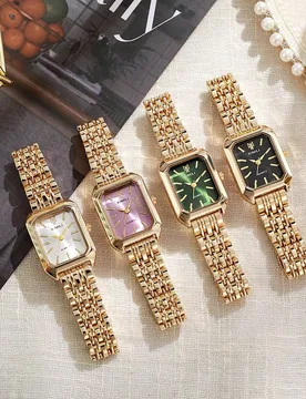 Pieza Reloj de cuarzo con esfera rectangular y correa de acero, adecuado como regalo de cumpleaños, graduación, promoción de fin de año o Día del - Shein - FashionsVida