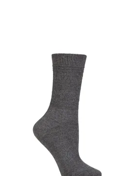 Women's 1 Pair Monument Wool and Organic Cotton Socks Carbon Melange 5.5-8 Ladies - Grey - Size: Small - Falke - FashionsVida