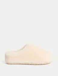 Leather Shearling Mule Slippers Cream female