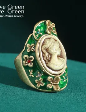 Vintage Antique Relief Cameo Rings Green Jewelry Flower Beauty'S Head For Women Natural Stone Coral Party Finger Accessories - Aliexpress - FashionsVida