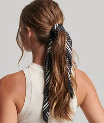 Superdry Damen Karierter Seidenschal Schwarz - Größe: One Größe