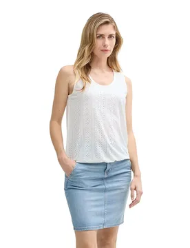 Maglietta Senza Maniche Top Fabric Mix Ajour Whisper White L