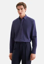 Comfort Flanellhemd Karo Blau 42