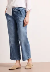 Mid Waist Wide Leg Jeans mit Streifen female Blau