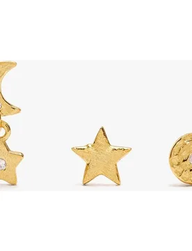 Pack de pendientes de plata de ley con baño de oro de 18 k con circonitas - Parfois - FashionsVida