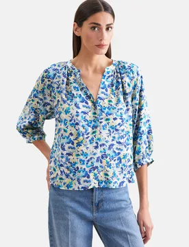 Satinierte Tunika mit Raglanärmeln Türkis 48 - Seidensticker - FashionsVida