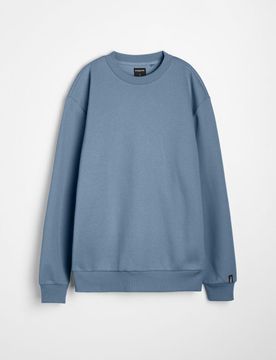 Felpa basic crewneck con misto cotone - blu