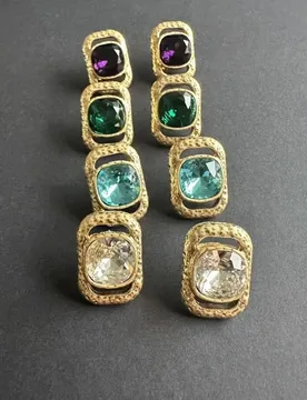 Os Fashion Jewelry Retro Luxury Hammered Rhinestones Colorful Glass Crystal Sugar Cube Geometric Earrings - Aliexpress - FashionsVida