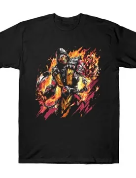 Scorpion Fiery Video game Mortal Kombat Gift tee for gamer 100% cotton Men's Short Sleeve Graphic T-Shirt All size tops S-6XL - Aliexpress - FashionsVida