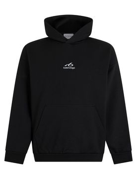 Cotton Hooded Sweatshirt with Logo Print