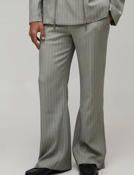 Herren Taillierte Anzughose Mit Schlag Und Reißverschluss-Detail Taupe Größe 30 - boohooMAN - FashionsVida