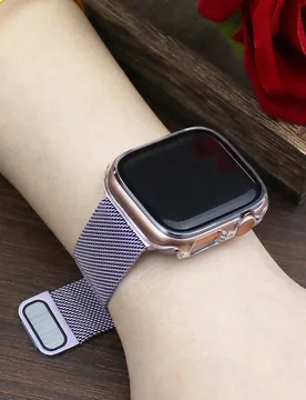 Correa de reloj 2 en 1 + Caja de reloj, compatible con Apple Watch. Correa de acero inoxidable suave y transpirable ajustable con cierre magnético, y - Shein - FashionsVida