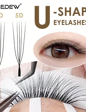 Pieza 12 filas de pestañas en forma de U 4D/5D Extensiones de pestañas en U 4D U 5D 0.07mm Mezcla 8-15mm Mezcla 8-13mm C D L LU Rizo Pestañas volum - Shein - FashionsVida