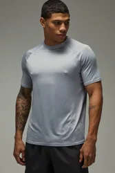 Mens Man Active Lightweight Essentials Gym Regular Fit Raglan T-Shirt - Light Grey - Size 4xl