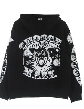 Felpa Leggera Cappuccio Uomo Choose Your Mask Hoodie Black - IHS - FashionsVida